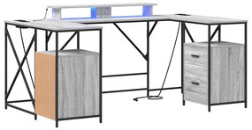 vidaXL Γραφείο Γκρι sonoma 182 x 101 x 87.5 εκ Επεξεργασμένο ξύλο