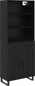 vidaXL Highboard 2 pcs Μαύρη Οξυά 69,5 x 34 x 180 εκ.