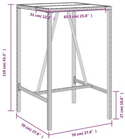 Τραπέζι Μπαρ Εξ. Χώρου Καφέ 70x70x110 εκ. Συνθετικό Ρατάν - Καφέ