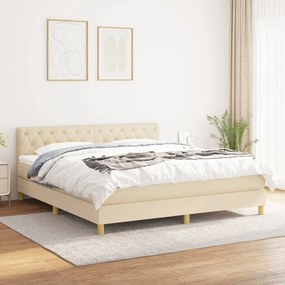 Κρεβάτι Boxspring με Στρώμα Κρεμ 160x200 εκ. Υφασμάτινο - Κρεμ