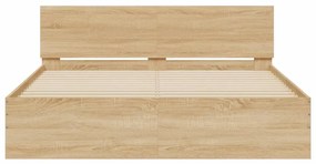 vidaXL Πλαίσιο Κρεβατιού με Κεφαλάρι/LED Sonoma δρυς 160x200 εκ.