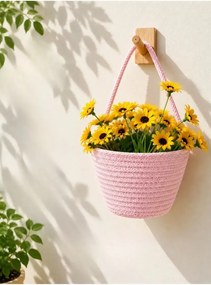 Μίνι ψάθινο καλάθι με τεχνητό ηλιοτρόπιο - Πορτοκαλί