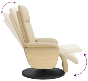 vidaXL Πολυθρόνα Μασάζ Ανακλινόμενη με Υποπόδιο Κρεμ Υφασμάτινη