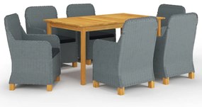 vidaXL Σετ Τραπεζαρίας Κήπου 7 Τεμαχίων Ανοιχτό Γκρι