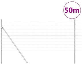 vidaXL Φράκτης Γηπέδου 1x50μ Γαλβανισμένος Χάλυβας