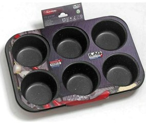 Φόρμα Muffins 6 Θέσεων Iris Granite 03.62.06 31,3x21,5x4cm Multi Keystone Aluminium