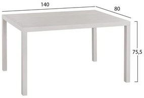 Σετ Κήπου Τραπεζαρία HM10529.01 5 τεμ Αλουμινίου Λευκό με Τραπέζι 140x80x75.5 εκ. &amp; 4 Καρέκλες