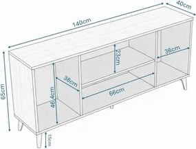 Stewehome Πολυλειτουργικό ντουλάπι κονσόλα από MDF 18mm Καρυδιά 140x40x65 cm