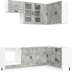 vidaXL Μονάδα κουζίνας PORTO 8 pcs Γκρι Σκυροδέματος
