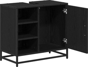 vidaXL Ντουλάπι Μπάνιου Μαύρη Οξυά 65 x 33 x 60 εκ Επεξεργασμένο ξύλο