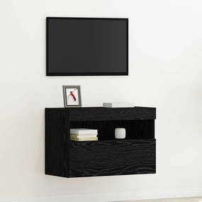 vidaXL Ντουλάπα Τοίχου για TV με Φωτιστικά LED Μαύρη Δρυς 60x30x40 εκ.