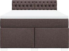 vidaXL Κρεβάτι Boxspring με Στρώμα Σκούρο Καφέ 140x200 εκ Υφασμάτινο