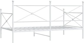 vidaXL Κρεβάτι ημέρας χωρίς στρώμα Λευκό 107x203 cm Ατσάλι