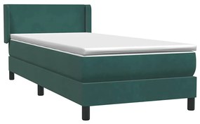 vidaXL Box Spring κρεβάτι με στρώμα σκούρο πράσινο 90x220 cm Velvet