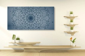 Εικόνα σκούρο μπλε λουλούδι μάνταλα - 100x50