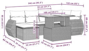 Σαλόνι Κήπου Σετ 7 Τεμαχίων Καφέ Συνθετικό Ρατάν με Μαξιλάρια - Καφέ