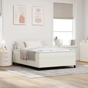 vidaXL Κρεβάτι Κρεμ 140x200 εκ από Καπιτονέ Ύφασμα