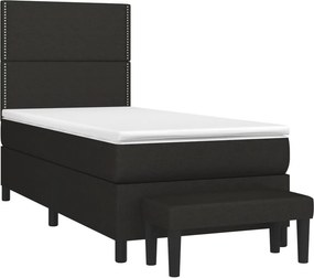 vidaXL Κρεβάτι Boxspring με Στρώμα Μαύρο 100 x 200 εκ. Υφασμάτινο