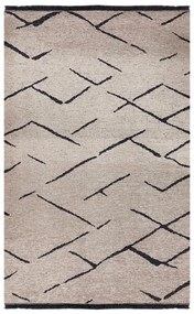 LIVING ROOM CARPET WITH FRINGES   ECRU-BLACK 180X110 cm.