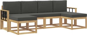 vidaXL Σειρά Καναπέ Εξωτερικού 6 pcs Άσπρο και Ανθρακί Πολυεστέρας