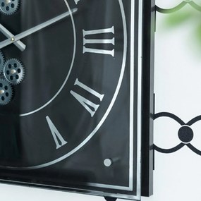 Artekko Clock Ρολόι Τοίχου με Γρανάζια Μέταλλο/Γυαλί Μαύρο (61x61x6)cm