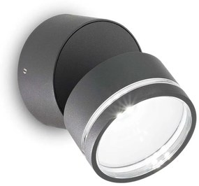 Φωτιστικό Τοίχου - Απλίκα Omega Round 285450 9x8,5cm LED 7W 3000K 610Lm Anthracite Ideal Lux