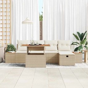 vidaXL Σετ Καναπέ Κήπου Ρυθμιζόμενο ύψος 6 pcs Μπεζ συνθετικό ρατάν