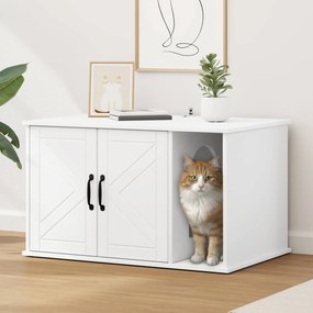 vidaXL Σπίτι Γάτας Λευκό 85 x 55 x 50 εκ. Επεξεργασμένο ξύλο