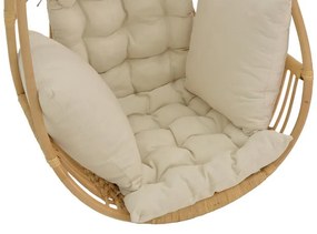 Κρεμαστή κούνια Jorg φυσικό rattan-κρεμ μαξιλάρι 80x59x105εκ 80x59x105 εκ.