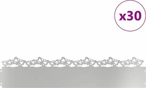 vidaXL Περιγράμματα γκαζόν 30 pcs Ασημί 103 x 0,05 x 22 εκ