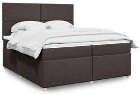 vidaXL Κρεβάτι Boxspring με Στρώμα Σκούρο Καφέ 200x200 εκ. Υφασμάτινο