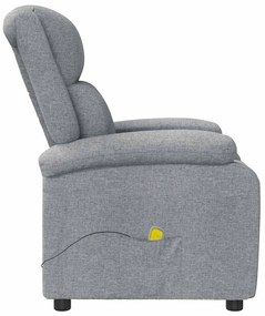 vidaXL Πολυθρόνα Μασάζ Ανοιχτό Γκρι Υφασμάτινη