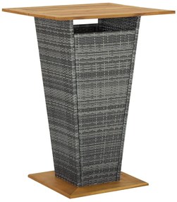 Τραπέζι Μπαρ Μαύρο 80x80x110 εκ. Συνθετικό Ρατάν / Ξύλο Ακακίας - Γκρι