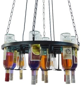 10001139 GloboStar® GLOBOSTAR® VINEYARD 10001139 Vintage Κρεμαστό Φωτιστικό Οροφής με Ντουί 4 x E27 AC 220-240V IP20 - Μαύρο &amp; Διάφανο - Μ60 x Π60 x Υ20cm