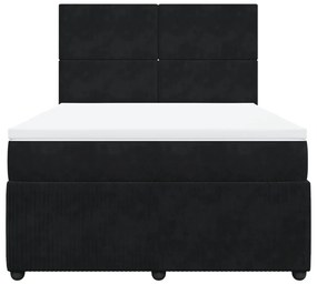 vidaXL Κρεβάτι Boxspring με Στρώμα Μαύρο 160x200 εκ. Βελούδινο