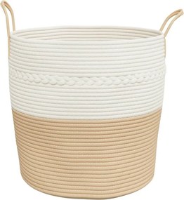 vidaXL Καλάθι Αποθήκευσης Μπεζ και Λευκό Ø43 x 38 εκ. Βαμβακερό