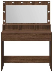 vidaXL Τραπέζι Μακιγιάζ με ράφι Καφέ δρυς 100 x 41 x 135 εκ.