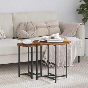vidaXL Σετ βοηθητικά τραπεζάκια 2 pcs Φουσκωτό δρυς και Μαύρο