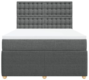 vidaXL Κρεβάτι Boxspring με Στρώμα Σκούρο Γκρι 160x200 εκ Υφασμάτινο