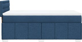 vidaXL Κρεβάτι Boxspring με Στρώμα Μπλε 90x200 εκ.Υφασμάτινο