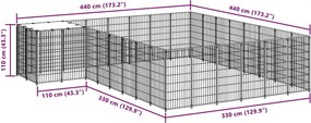 vidaXL Σπιτάκι Σκύλου Μαύρο 15,73 μ² Ατσάλινο