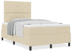 vidaXL Κρεβάτι με Βάση και Στρώμα Κρέμα 120x200 εκ Υφασμάτινο