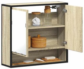 vidaXL Ντουλάπι Καθρέφτη Μπάνιου Sonoma Δρυς 65 x 20 x 60 εκ. από Τεχνητό Ξύλο