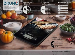 BRUNO ψηφιακή ζυγαριά κουζίνας BRN-0207, 1gr/5kg, My Bakery