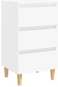 vidaXL Κομοδίνα 2 τεμ. Λευκά 40x35x69 εκ. με Μασίφ Ξύλινα Πόδια