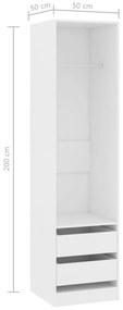 vidaXL Ντουλάπα με Συρτάρια Λευκή 50 x 50 x 200 εκ. από Επεξ. Ξύλο