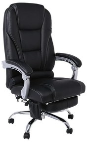 BF8550 Massage Relax Πολυθρόνα Γραφείου Διευθυντή, Βάση Χρώμιο με Υποπόδιο, Pu  Μαύρο