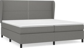 vidaXL Κρεβάτι Boxspring με Στρώμα Σκούρο Γκρι 200x200 εκ. Υφασμάτινο