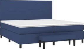 vidaXL Κρεβάτι Boxspring με Στρώμα Μπλε 200x200 εκ. Υφασμάτινο