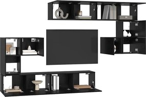 vidaXL Μονάδες TV Επιτοίχιο 4 pcs Μαύρη Οξυά Επεξεργασμένο ξύλο